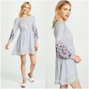 NEW Blue White Floral Macaria Peasant Shift Dress